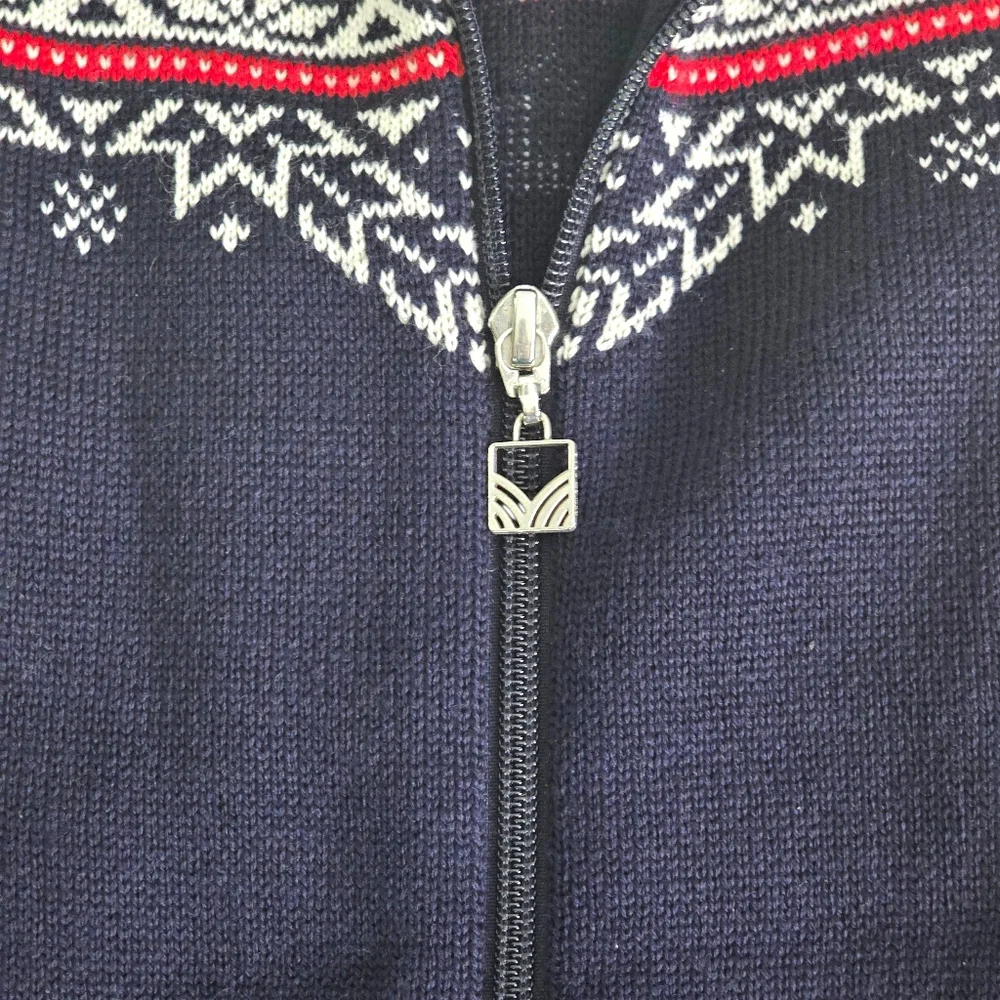 Dale Of Norway Vintage Navy and White High Quality Merino Wool Zip-Up Sweater S - Picture 4 of 12
